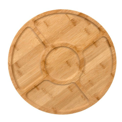 Roterbar serveringsbräda i bambu - perfekt för ost, mellanmål och tapas