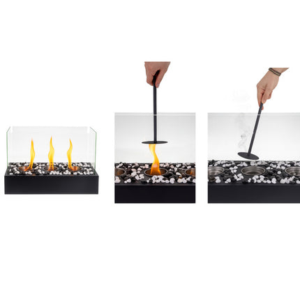 Biokamin 450 ml behållare med dekorativa stenar – Rökfri mysighet för hem och terrass