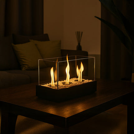 Biokamin 450 ml behållare med dekorativa stenar – Rökfri mysighet för hem och terrass