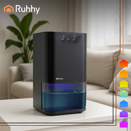 Mini Luftaffugter med LED-lys og timer – kompakt og  komfort til hverdagens fugtproblemer