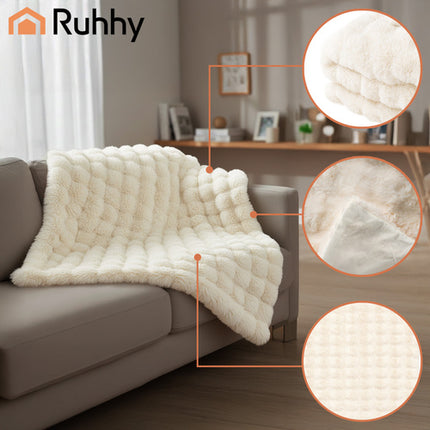 Ultra blødt - bamse blødt Tæppe, hvid, 160×100 cm – lækkert & klar til hverdagens hygge