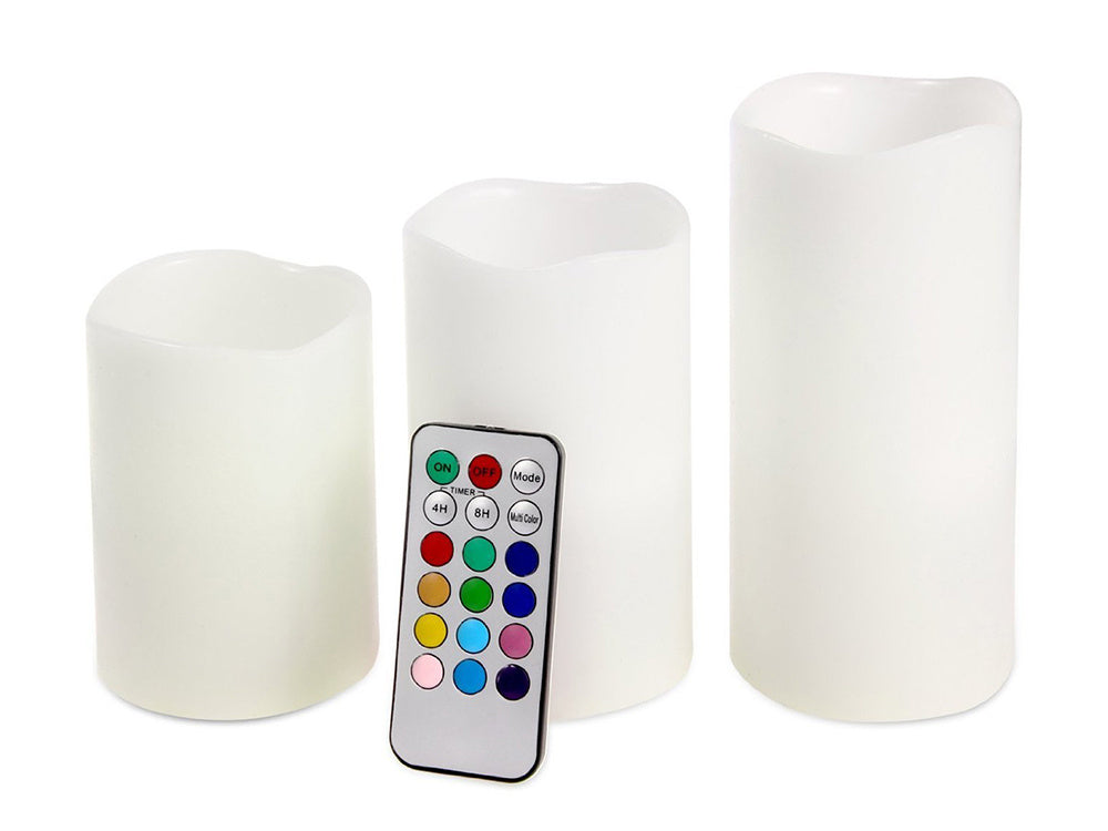 LED-ljus med fjärrkontroll, kan Ljus i 12 färger - Set med 3 st.