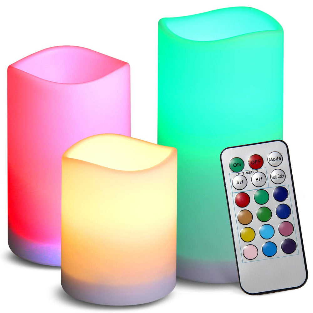 LED-ljus med fjärrkontroll, kan Ljus i 12 färger - Set med 3 st.