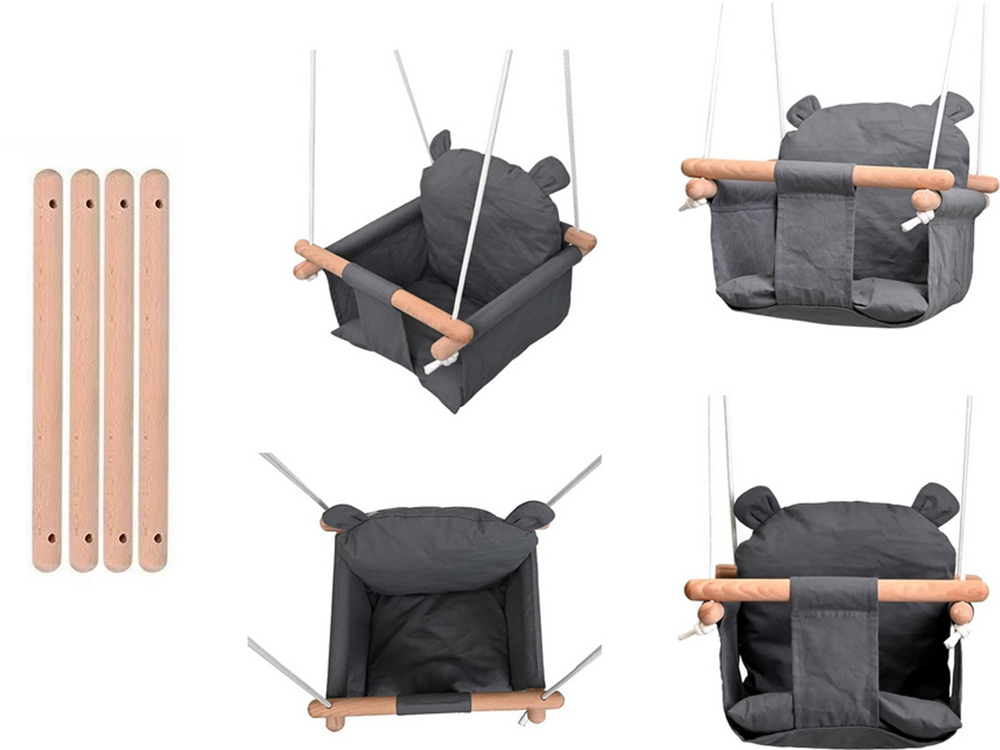 Barngunga med högt ryggstöd och säkerhetsbälte - Grå