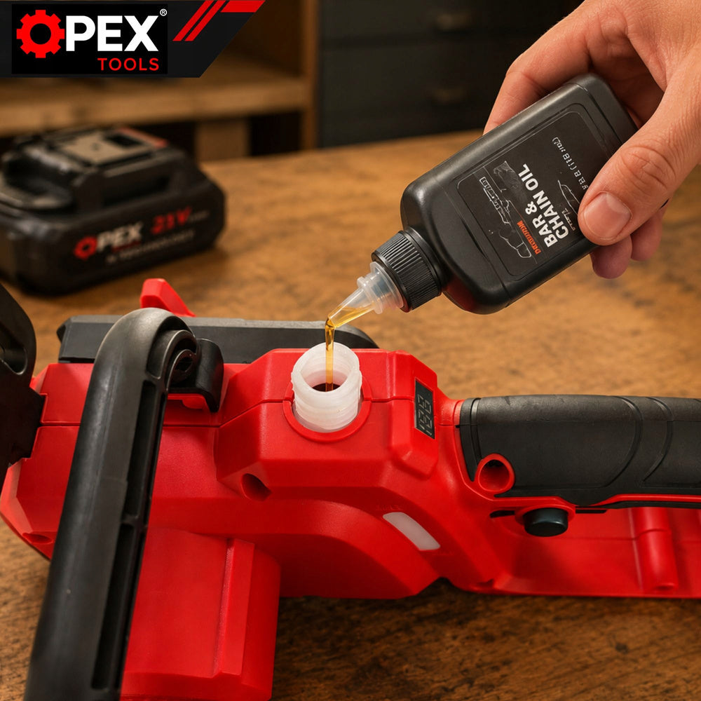 Batteridrevet Kædesav 21V med 2 Batterier – 12" Elektrisk Kædesav med Brushless Motor & Kuffert