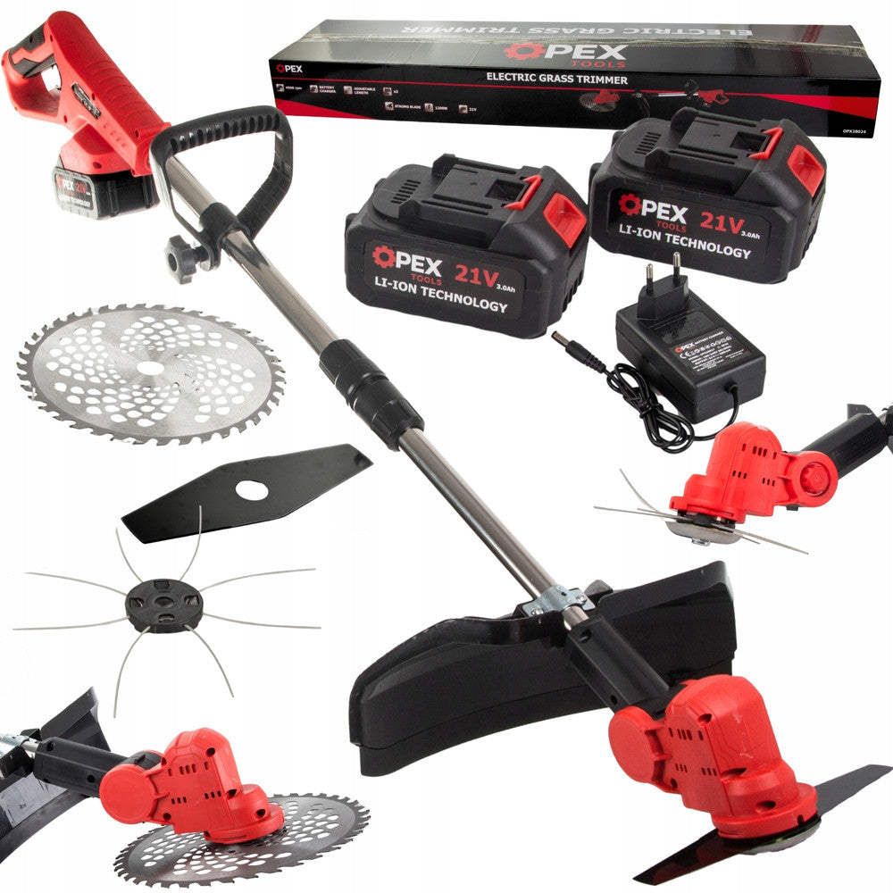 Trådløs Græstrimmer 21V 1200W med 2 Batterier – 3 Skæreværktøjer