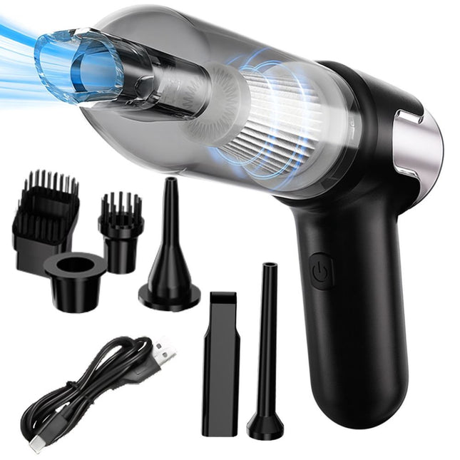 Trådløs støvsuger til bil og hjem – 120W Turbo med 6 dyser og blæsefunktion