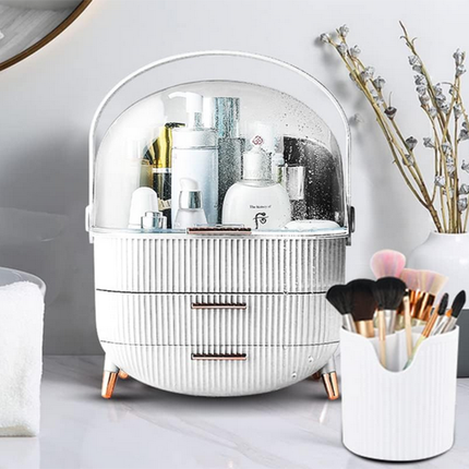 Elegant kosmetika- och sminkhållare med lådor och handtag