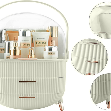 Elegant kosmetika- och sminkhållare med lådor och handtag