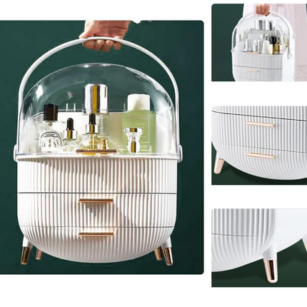 Elegant kosmetika- och sminkhållare med lådor och handtag