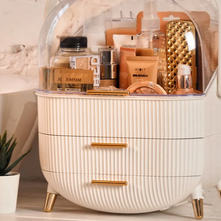 Elegant kosmetika- och sminkhållare med lådor och handtag