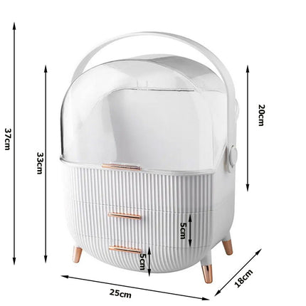 Elegant kosmetika- och sminkhållare med lådor och handtag