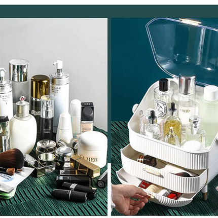 Elegant kosmetika- och sminkhållare med lådor och handtag