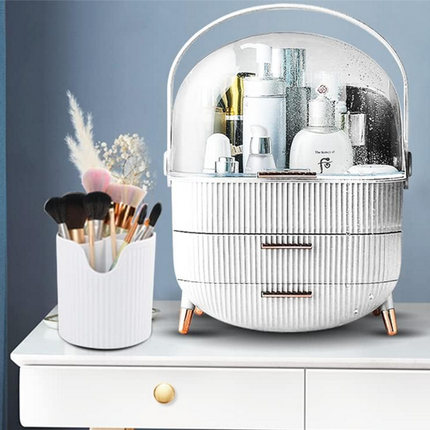 Elegant kosmetika- och sminkhållare med lådor och handtag