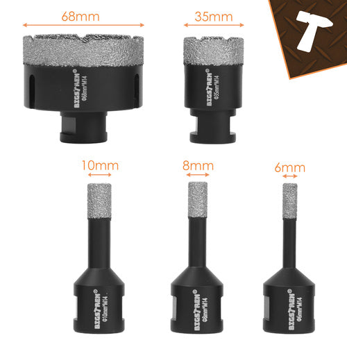 Diamant Hulsave sæt M14 (6–68 mm) – 6 dele til fliser, keramik & sten