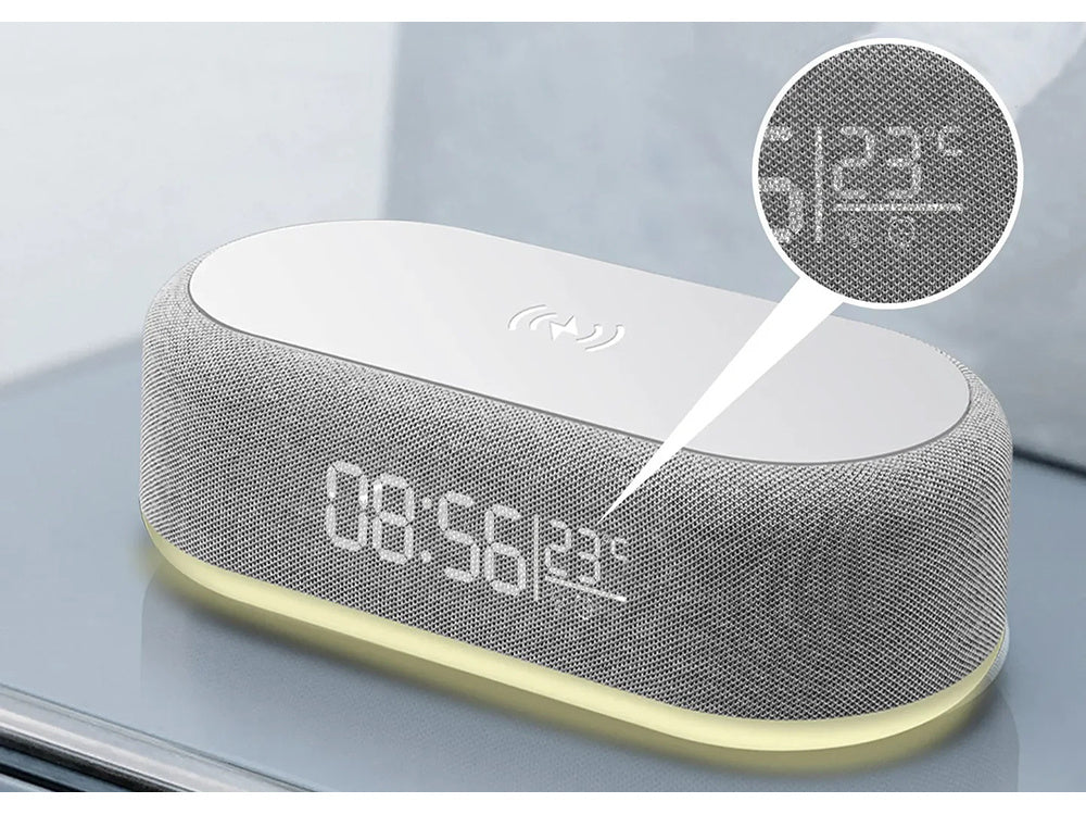 Digital Vækkeur med Termometer og Trådløsoplader - 2-i-1 Løsning