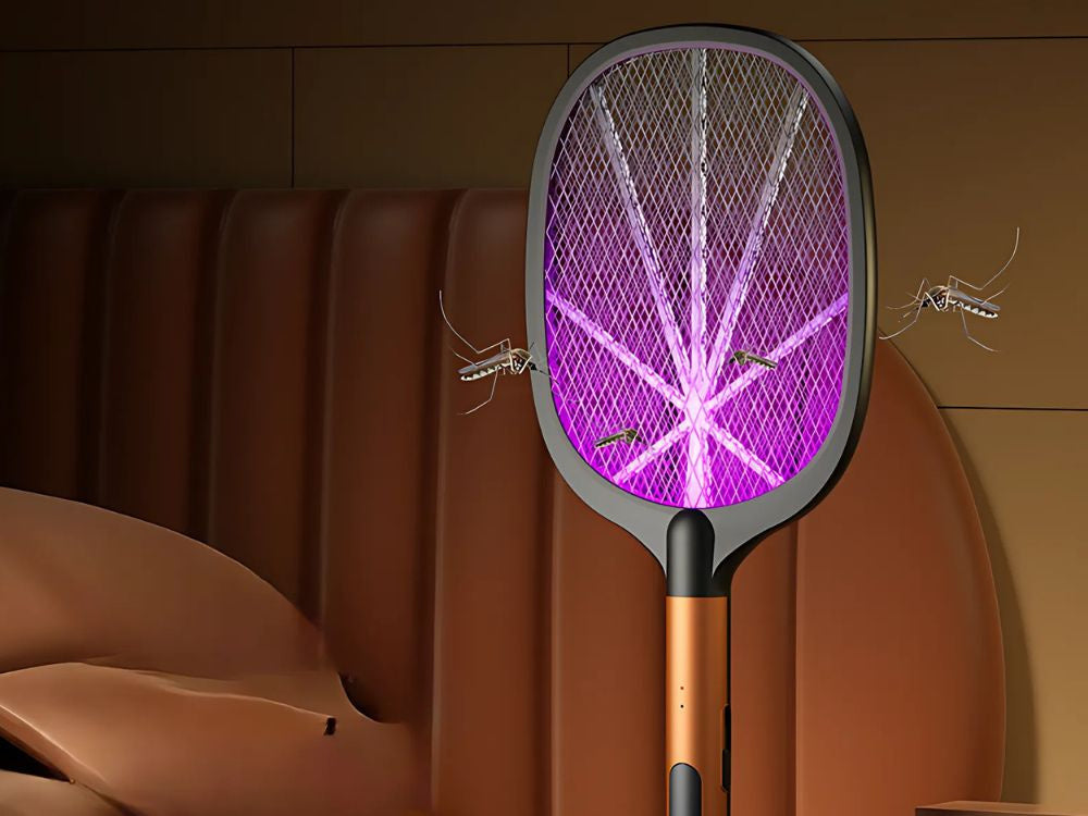 Elektrisk Fluesmækker med UV-Lampe & Opladerstander – Effektiv mod Myg, Fluer og Insekter