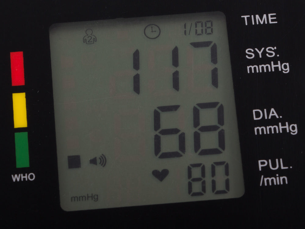 Elektronisk överarmsblodtrycksmätare – LCD-skärm och anti-halkbas