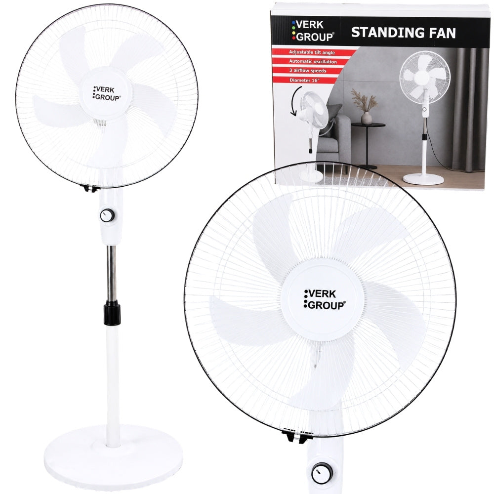 Gulvventilator 40 cm – Støjsvag Ventilator med Oscillation og Justerbar Højde