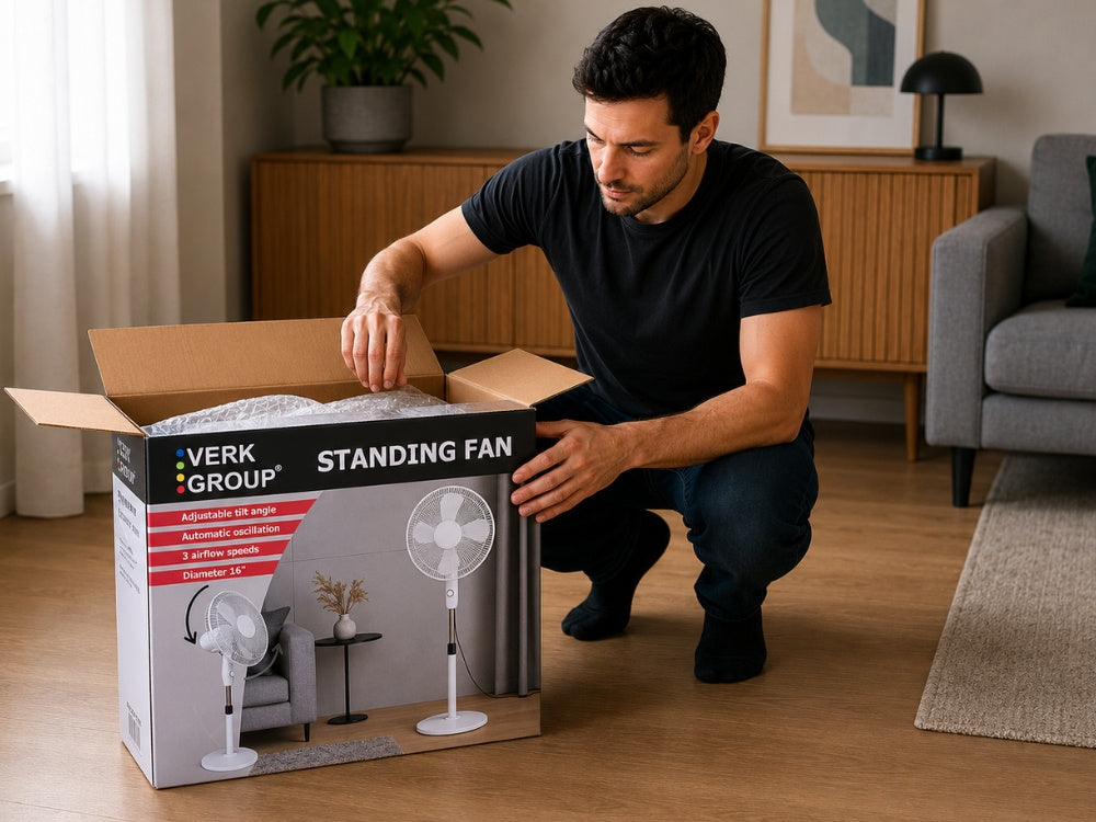 Gulvventilator 40 cm – Støjsvag Ventilator med Oscillation og Justerbar Højde