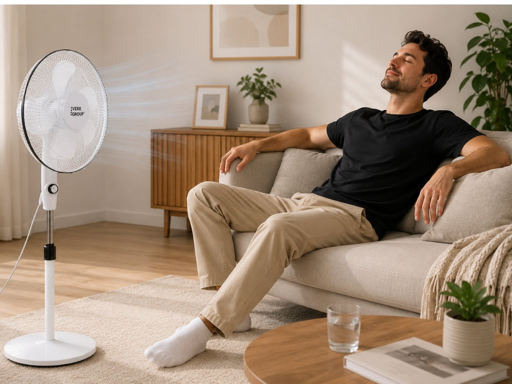 Gulvventilator 40 cm – Støjsvag Ventilator med Oscillation og Justerbar Højde