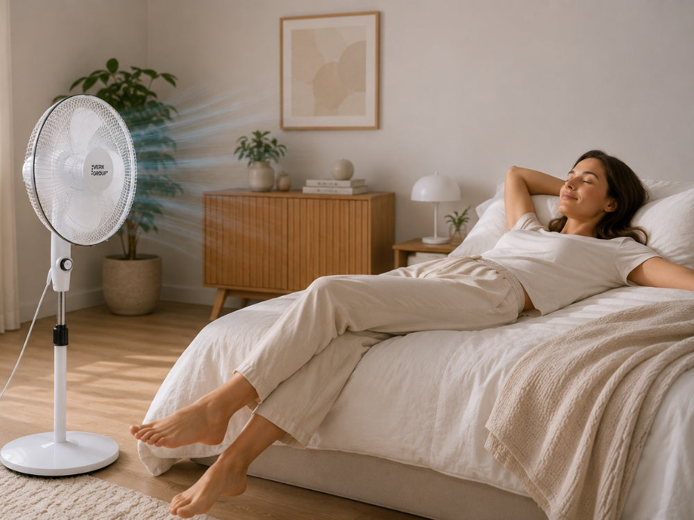 Gulvventilator 40 cm – Støjsvag Ventilator med Oscillation og Justerbar Højde