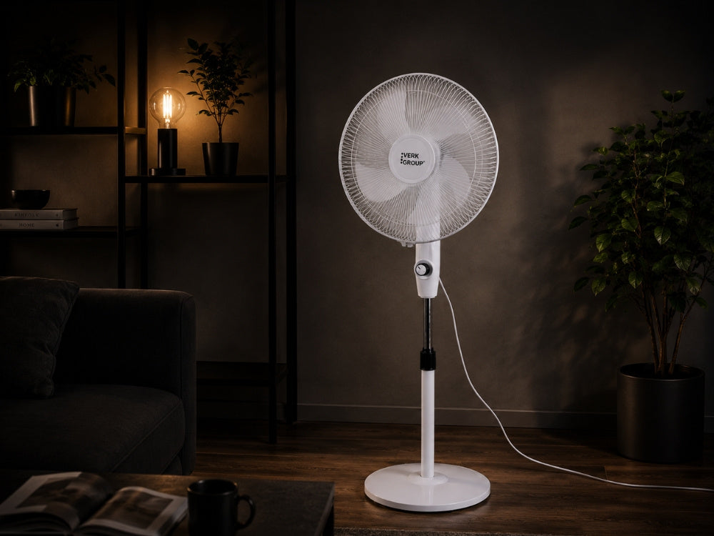 Gulvventilator 40 cm – Støjsvag Ventilator med Oscillation og Justerbar Højde