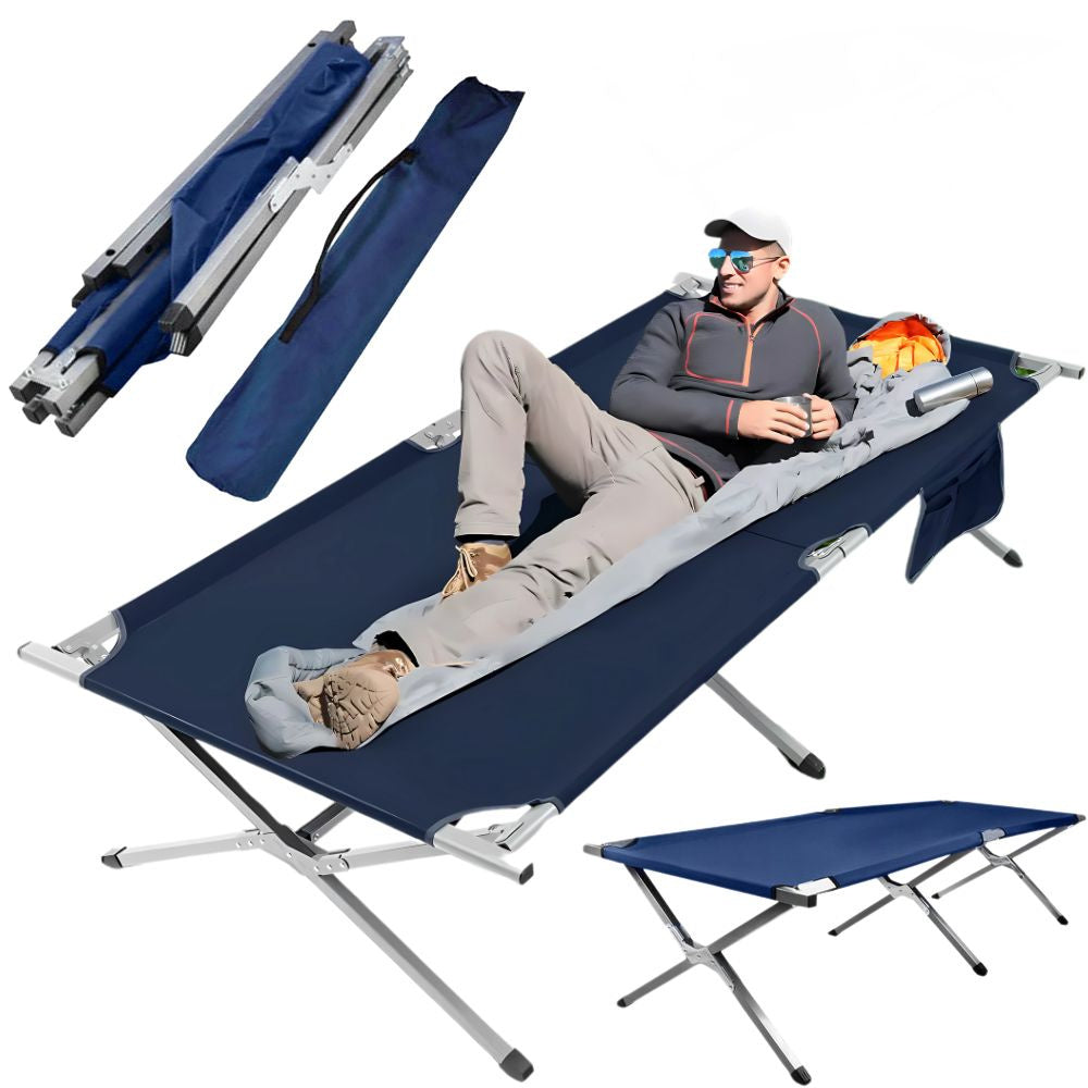 Foldbar Campingseng 187 cm – Feltseng med Stålramme og Transporttaske – Op til 110 kg