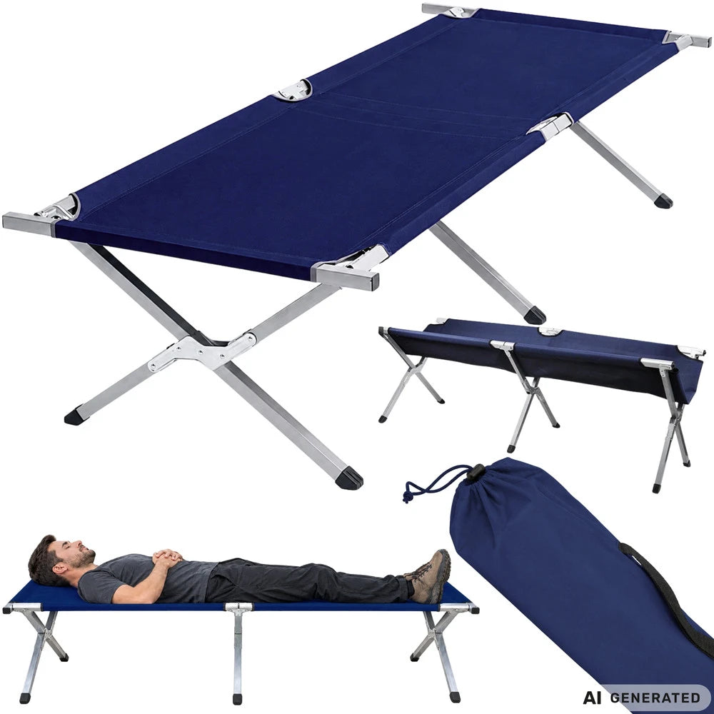 Foldbar Campingseng 187 cm – Feltseng med Stålramme og Transporttaske – Op til 110 kg
