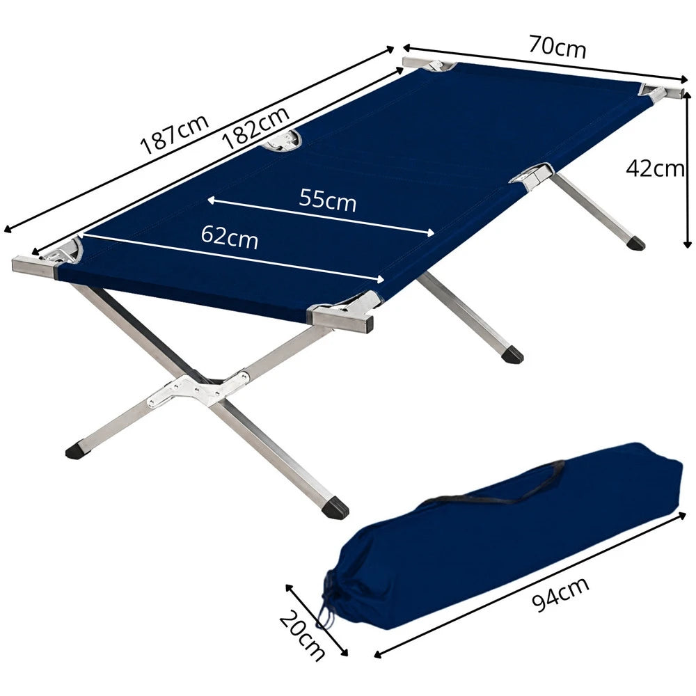 Foldbar Campingseng 187 cm – Feltseng med Stålramme og Transporttaske – Op til 110 kg