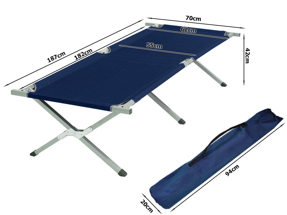 Foldbar Campingseng 187 cm – Feltseng med Stålramme og Transporttaske – Op til 110 kg