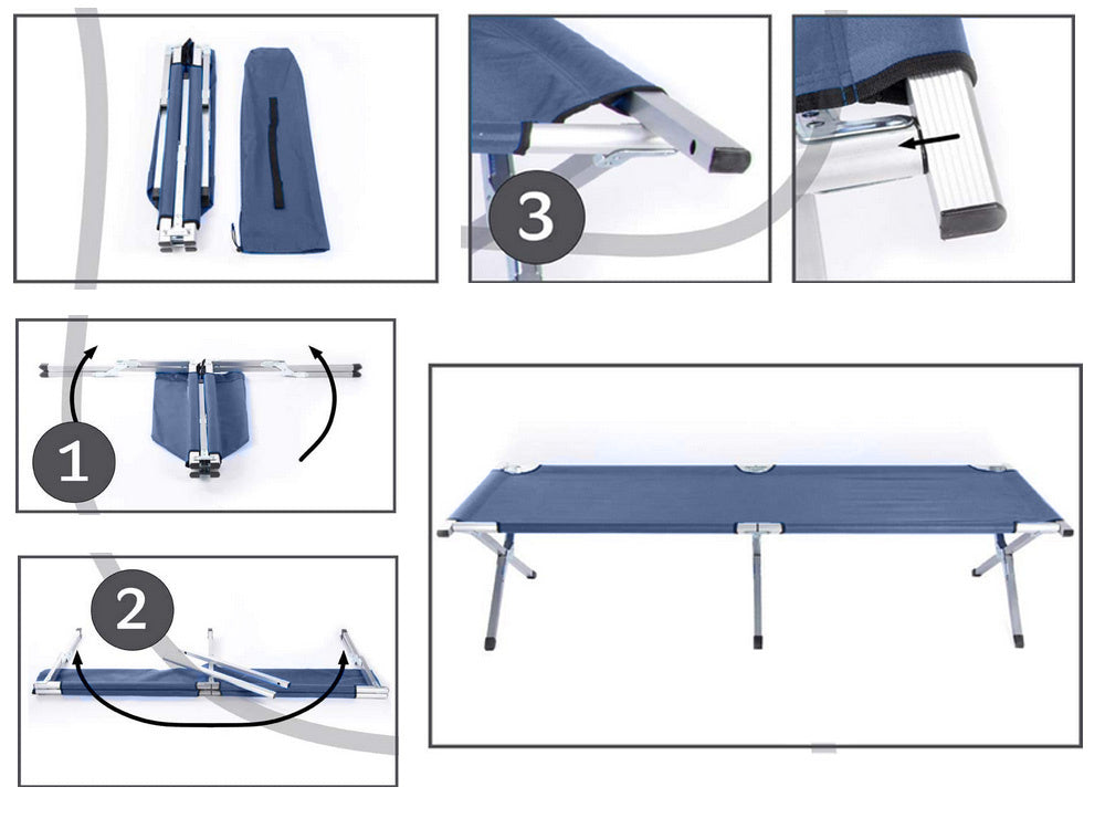Foldbar Campingseng 187 cm – Feltseng med Stålramme og Transporttaske – Op til 110 kg