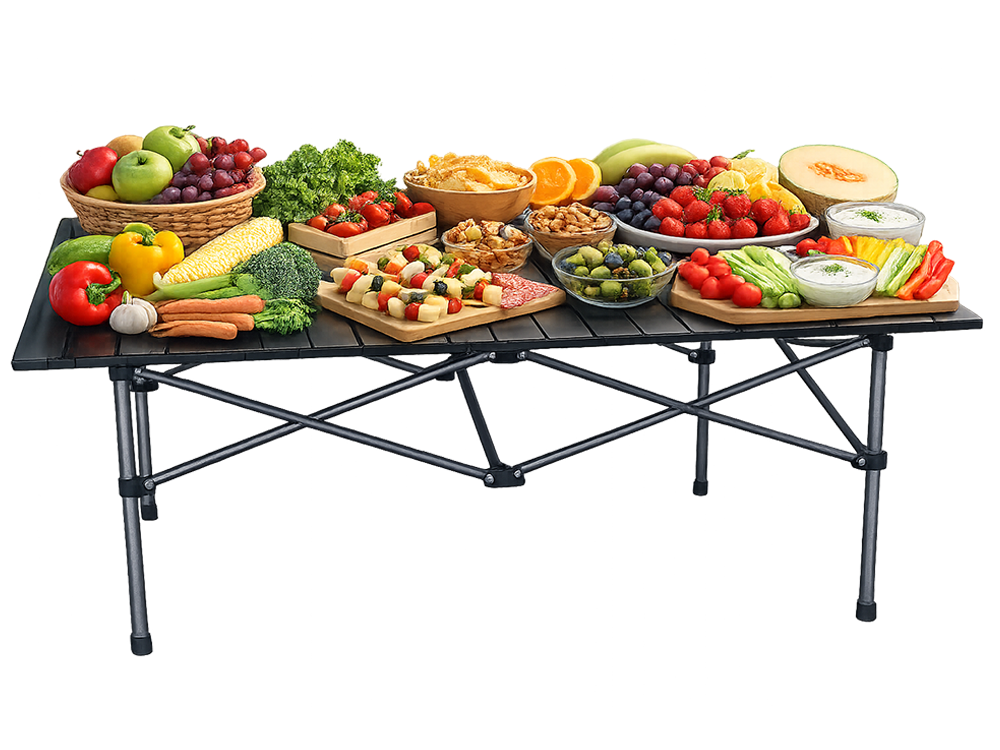 Campingbord, Hopfällbart, 3 storlekar, Svart