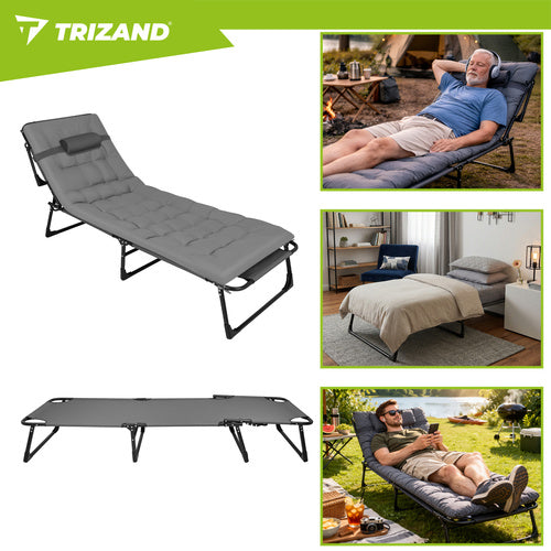 Foldbar Solseng med Hynde – Justerbar Have- og Strandliggestol
