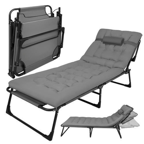 Foldbar Solseng med Hynde – Justerbar Have- og Strandliggestol