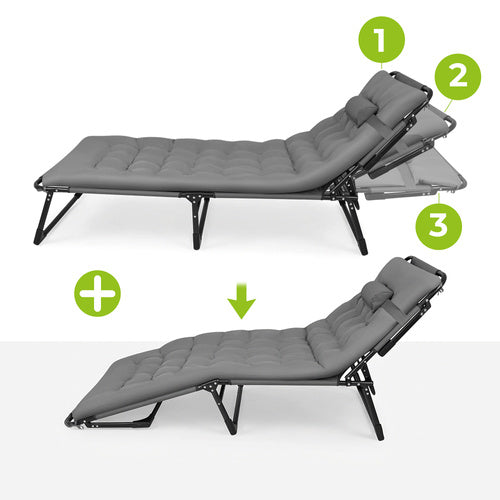 Foldbar Solseng med Hynde – Justerbar Have- og Strandliggestol