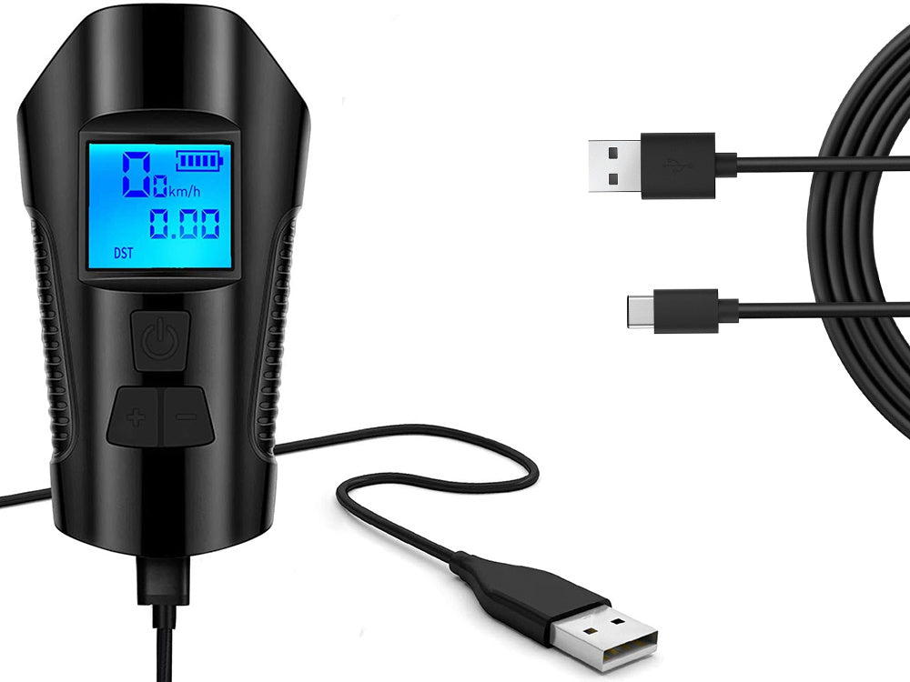 Multifunktionelt Cykellygte Set med Hastighedsmåler og Horn