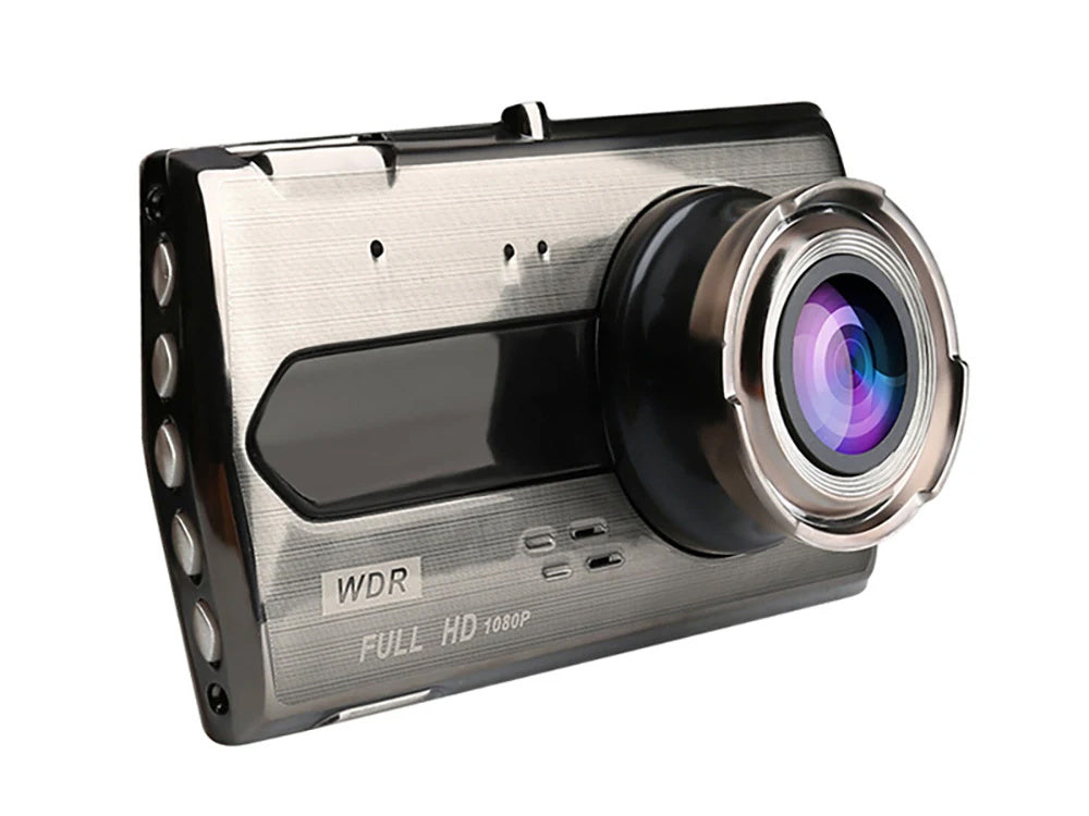 Full HD Bilkamera med 4" LCD-skærm og 2 kamera (Foran og bakkamera)