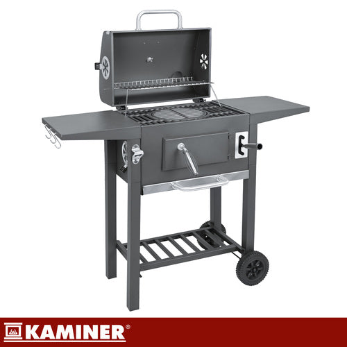 Kulgrill med Låg, Termometer og Støbejernsriste – Inkl. Overtræk & Grilltilbehør