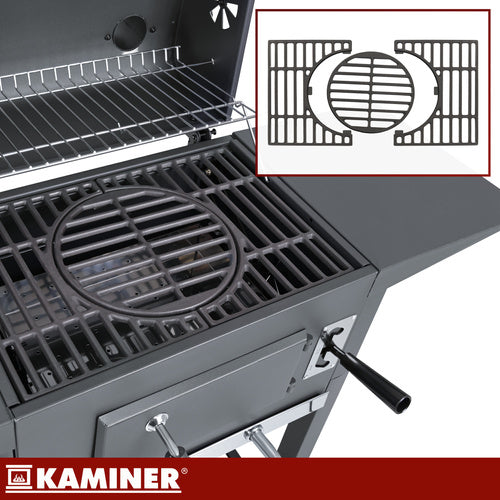 Kulgrill med Låg, Termometer og Støbejernsriste – Inkl. Overtræk & Grilltilbehør