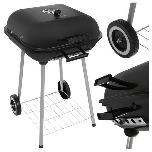 Kulgrill med Låg & Hjul – Stor Grill med Hylde