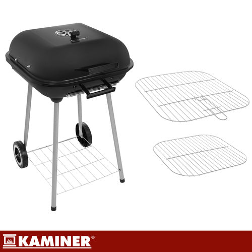 Kulgrill med Låg & Hjul – Stor Grill med Hylde