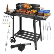 Kulgrill med Rotisserie og varmehylde – Stabil havegrill med hylder