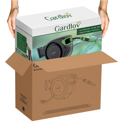 Vandslange Med Automatisk Oprulning – 25 Meter Med Vægophæng og Sprøjtepistol
