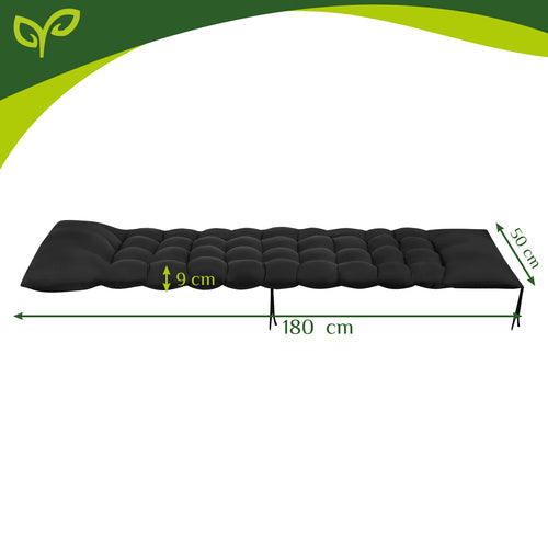 Hynde til Solseng 180 x 50 x 9 cm – Tyk og Komfortabel Havehynde Sort