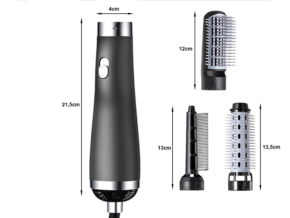 Multifunktionell 3-i-1 Styling Kit: Hårtork, locktång och hårborste