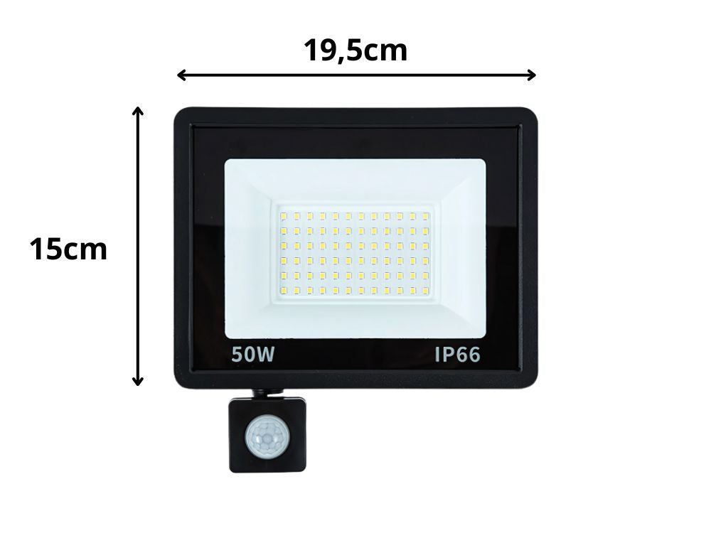 Halogen LED-strålkastare 50W 6000K med skymningssensor (tänd/släck vid gryning) IP66.