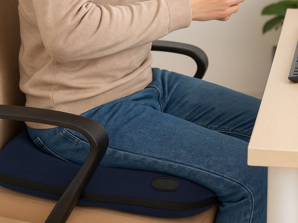 Opvarmet Sædepude med Vibrationsmassage – Komfortpude med Varme til Stol og Lænestol