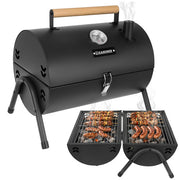 Kulgrill med Låg, Termometer og 2 Grillriste XXL – Bærbar Havegrill KAMINER