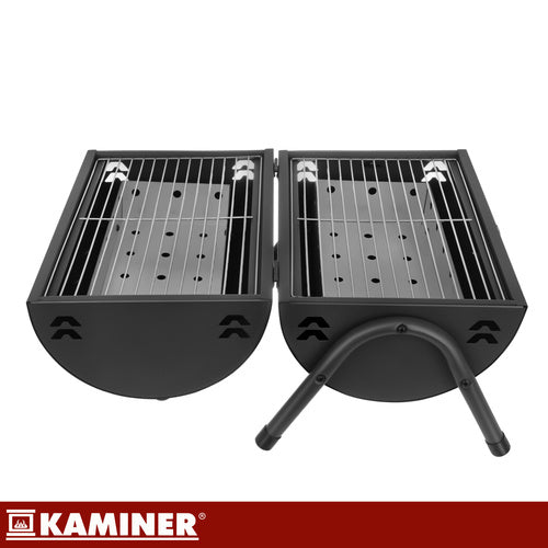 Kulgrill med Låg, Termometer og 2 Grillriste XXL – Bærbar Havegrill KAMINER